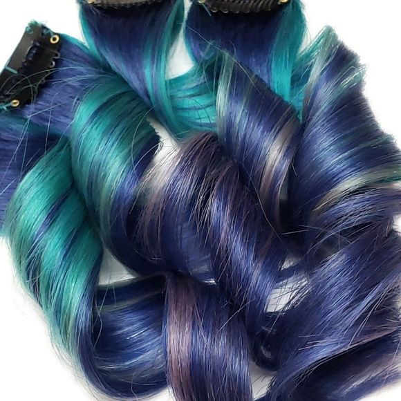 100% human hair extensions Blue Mermaid Ombre
